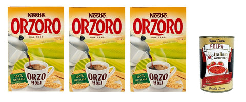 Nestle Orzoro Marconato per Moka Classico, Earth Barley for Mocha, Soluble Barley Grain Coffee 3 x 500 g + Italian Gourmet Poolpa 400 g