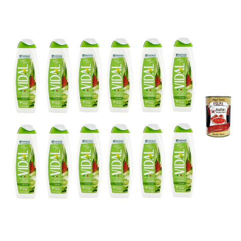Vidal Bagnodoccia Aloe Vera 500 ml, Aloe Vera Shower Gel 12 x 500 ml + Italian Gourmet Polpa 400 g