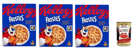 Frosties, Crispy Corn Flakes with Delicious Frosting - Breakfast Cereals without Artificial Colours and Flavourings 3 x 330 g + Italian Gourmet Polpa 400 g