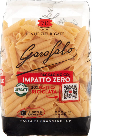 Penne Ziti Rigate No. 70 Neapolitan Durum Wheat Semolina Pack of 500 g Pasta IGP + Italian Gourmet Polpa 400 g Pack of 10