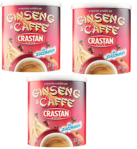 3 x Crastan Ginseng and Coffee Instant Coffee Bean Coffee 200 g 25 x Cups