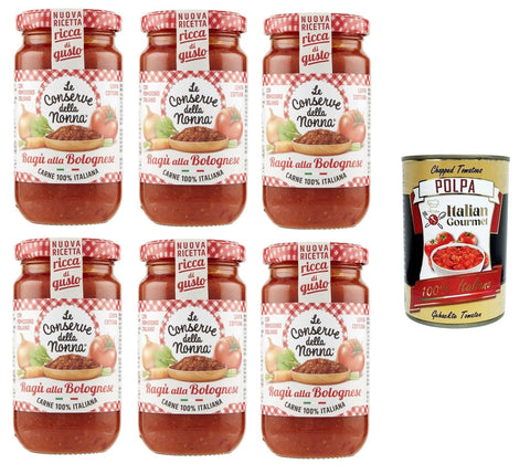 Le Conserve della Nonna Sugo Ragù Alla Bolognese Sauce 6 x 190 g + Italian Gourmet Polpa 400 g