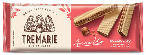 Tre Marie - Wafers filled with Cream and Hazelnut Chips (85% cream) with a subtle touch of Vanilla, Crispy Wafers filled, Nocciolate Wafer - 140g
