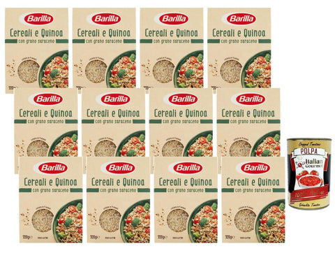Barilla Cereali e Quinoa with Buckwheat 12 x 320 g - Gluten-Free Grain Mix for Salads, Bowls & Side Dishes, Quick & Versatile, High-Quality Grains + Italian Gourmet Polpa