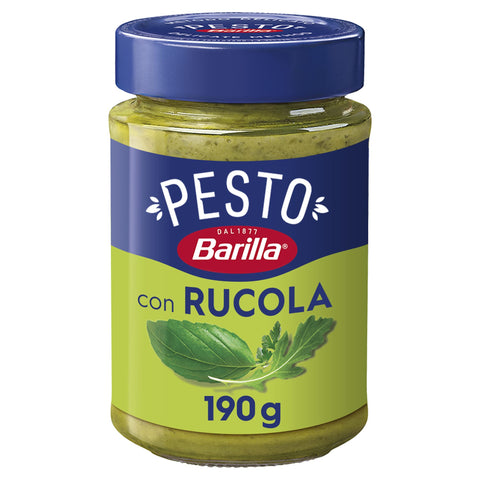 Barilla Pesto Basilico e Rucola 12 x 190 g, Gluten-Free Italian Pasta Sauce with Basil and Arugula, Noodle Sauce, Green Pesto