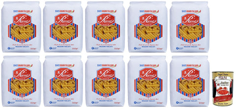 10x Russo Mezzani Tagliati N°33 Durum Wheat Semolina Pasta, 100% Italian Wheat, 500 g Pack + Italian Gourmet Polpa di Pomodoro 400 g Tin