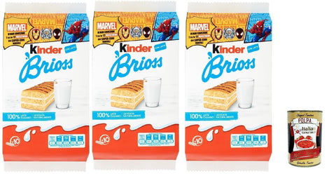 Children's Brioss con Latte 3 x 280 g (30 Snack Cakes) - Soft Milk Biscuit, Individually Wrapped, Ideal Breakfast & Break, Family Supply + Italian Gourmet Polpa