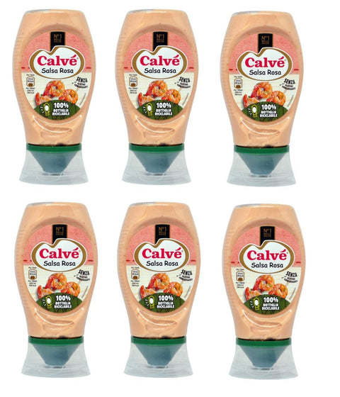 6 x Calve Calvè Salsa Pink Mayo Fryer Sauce Squeeze 225 ml