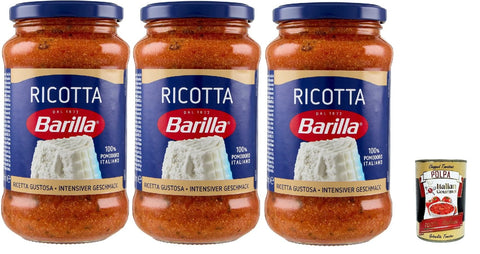Barilla Ricotta Pasta Sauce - 3 x 400g (1.2kg) | Tomatoes & Creamy Ricotta - Mild, Ready to Serve, No Unnecessary Additives, Ideal for Pasta & Lasagna + Italian Gourmet Polpa