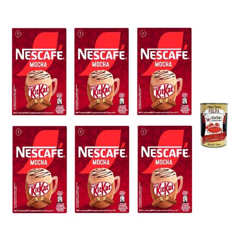 NESCAFÉ KitKat Mocha, Instant Coffee with Milk and Cocoa, 6 Packs of 7 Bags x 21 g + Italian Gourmet Polpa 400 g