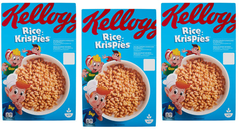 3 x Kellogg's Rice Krispies Puffed Rice with Vitamins and Minerals 340 g Pack Cereal as Breakfast or Snack in Between