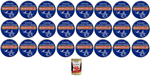 MARUZZELLA Tonno in olio d'oliva Tuna in Olive Oil 24 x 200 g + Italian Gourmet Polpa 400 g