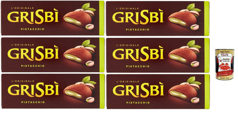 Grisbì Pistacchio - Filled Biscuits with Pistachio Cream, Italian Pastry, 6 x 135 g - Crispy Exterior, Creamy Inside - by Matilde Vicenzi + Italian Gourmet Polpa 400g