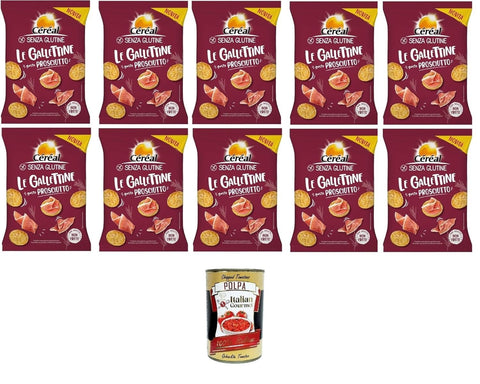 Céréal Le Gallettine Gusto Prosciutto Biscuits with Ham Flavour 10 x 70 g + Italian Gourmet Polpa 400 g
