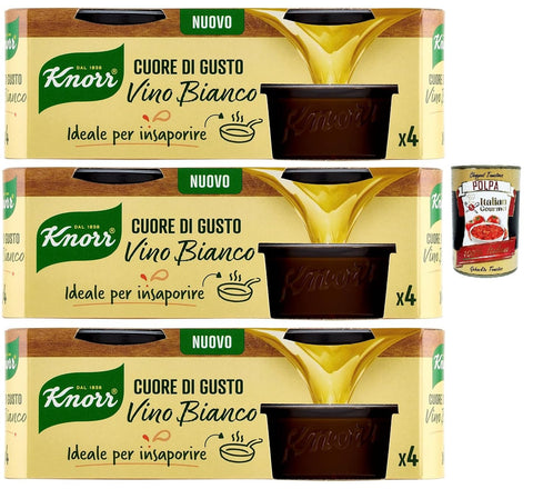 Knorr Cuore di Gusto Vino Bianco, Vegan, Gluten Free, 3 x 112 g + Italian Gourmet Polpa 400 g
