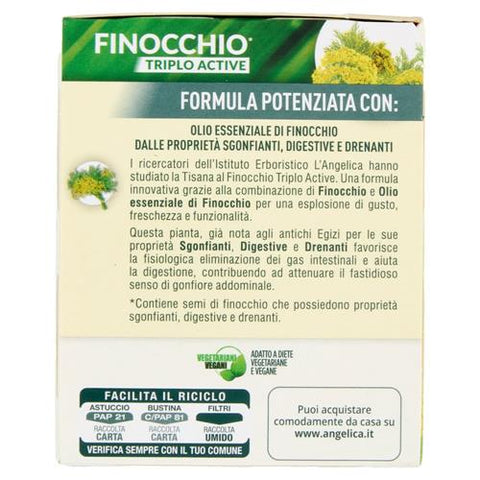 10x L' Angelica Le Tisane Finocchio Triplo Active Fennel tea to relieve bloating and aid digestion (18 sachets)