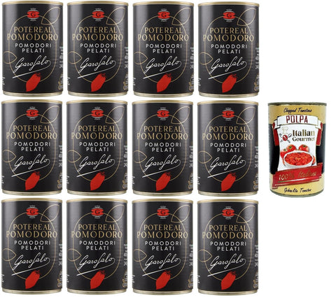 Garofalo Potere al Pomodoro Pelati, Peeled Tomatoes in Tomato Juice, 12 x 400 g + Italian Gourmet Polpa 400 g