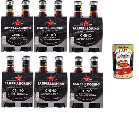 24x San pellegrino Chinotto Chinò 20cl Glass Lemonade Italian Drink Bottle + Italian Gourmet Polpa 400g