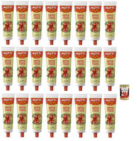 24 x Mutti Doppio Concentrato di Pomodoro, Double Tomato Concentrate, 100% Italian Tomato, 130 g Tube + Italian Gourmet Polpa di Pomodoro 400 g Tin