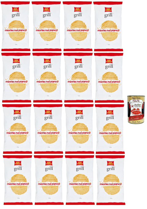 San Carlo Grill, Potato Chips Gluten Free Crispy Salted (Gluten Free) Maxi Pack, 16 x 150 g + Italian Gourmet Polpa 400 g