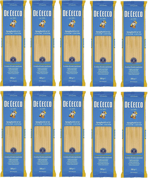 Pasta De Cecco 100% Italian Spaghetti 12 Pasta 500 g Pack of 10