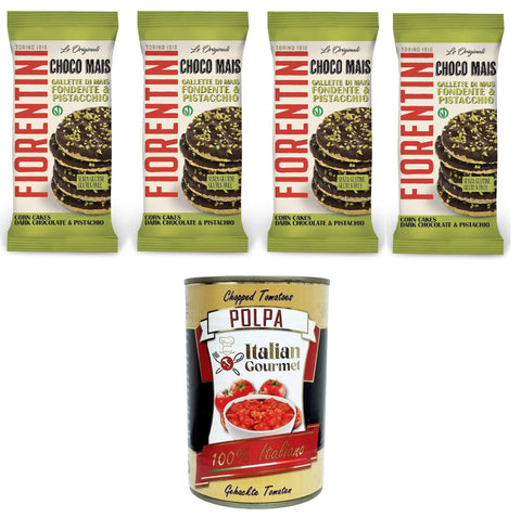 Fiorentini Gallette di Mais Fondente e Pistacchio Dark Corn and Pistachio Cake 4 x 72 g + Italian Gourmet Polpa 400 g