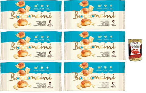 Matilde Vicenzi Millefoglie Bocconcini al Latte e Cioccolato Bianco, Puff Pastry Baking, Crispy and Delicate, Sweet Snack, Filled with Milk and White Chocolate Cream 6 x 100 g + Italian Gourmet Polpa