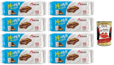 Balconi Mix Milk, Crema al latte e morbido pan di spagna al cioccolato Mix Milk, Milk Cream and Soft Chocolate Sponge Cake 8 x 350 g + Italian Gourmet Polpa 400 g