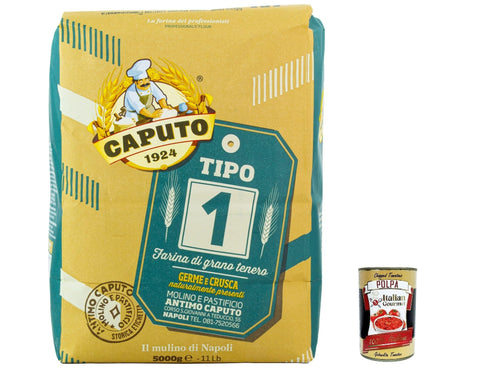 Farina Molino Caputo Tipo 1 Pizza Napoli Pizza Flour 5 kg + Italian Gourmet Polpa 400 g