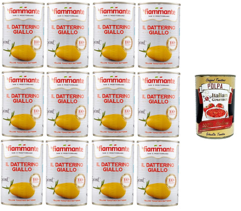 La fiammante Il Datterino Giallo Yellow Datterino 12 x 400 g + Italian Gourmet Polpa 400 g