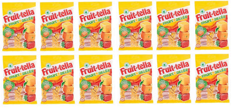 12 x Fruittella Fruit Jelly Soft Sweets with Fruit Juice Gluten Free Bag with 180 g Jelly Sweets Natural Flavours and No Artificial Colours