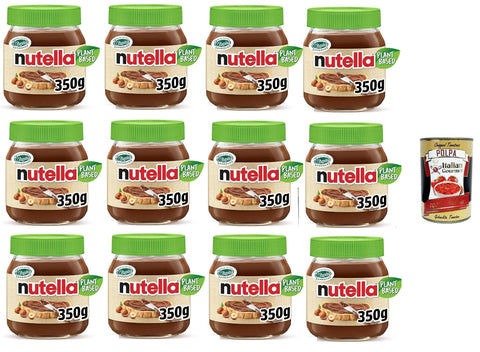 Nutella Plant Based 12 x 350 g - Vegan Hazelnut Cocoa Spread, Delicate & Versatile, Ideal for Breakfast Pancakes Desserts, Large Pack Family Supply, Without Milk + Italian Gourmet Polpa