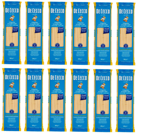 Pasta De Cecco 100% Italian Linguine Grandi n°407 Pasta 500 g Pack of 12