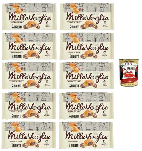 Vicenzi Mille Voglie - Puff Pastry Appetizers with Coffee Heart 10 x 100 g - Bialetti Special Edition + Italian Gourmet Tomato Polpa 400 g