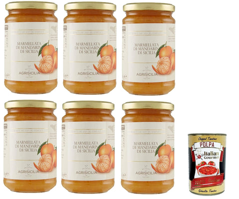 Agrisicilia Marmellata di Mandarini di Sicilia - Sicilian Mandarin Jam 6 x 360 g + Italian Gourmet Polpa 400 g