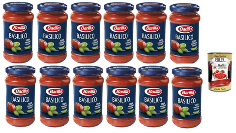 12 x Barilla pasta sauce sugo al Basilico classica - basil sauce 400 g + Italian gourmet polpa 400 g