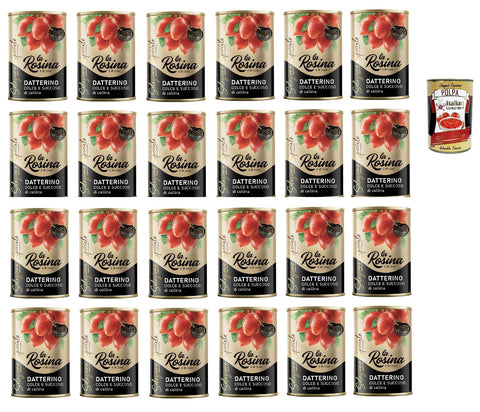 La Rosina Pomodorino Datterino Tomato, Italian Tomatoes, 24 x 400 g Tubs + Italian Gourmet Polpa 400 g