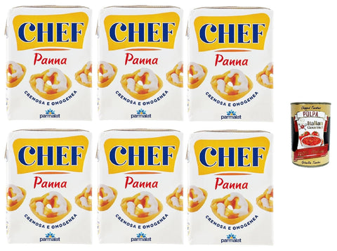 Parmalat Chef Panna Cooking Cream, 200 ml, Pack of 6 + Italian Gourmet Polpa 400 g