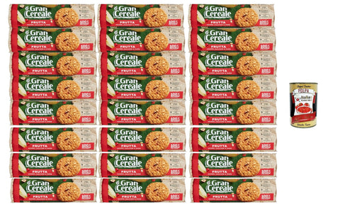 GranCereale Frutta Biscuits, 24 x 230 g, Whole Grain with Blueberries, Hazelnuts & Apple, High-Fibre, No Palm Oil, Recyclable Pack, 100% Italian Cereals + Italian Gourmet Polpa