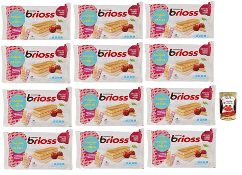 Ferrero Brioss Cherry & Cereals 12 x 280 g (120 Snack Cakes) - Soft Sponge Cake with Cherry Jam, Individually Wrapped, No Palm Oil, Breakfast & Snack + Italian Gourmet Polpa