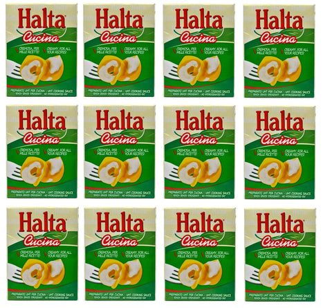 Halta Cucina Preparato Alimentare UHT per Cucina Creamy Preparation UHT for the Kitchen Ideal for Pasta, Sauces, Pizza Cooking Cream 200 ml, Pack of 12