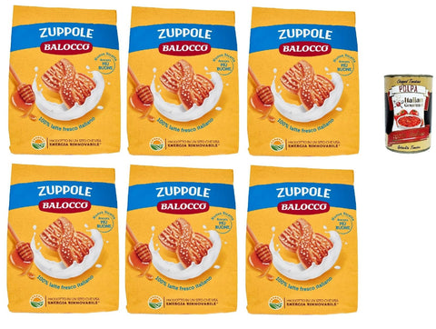 Balocco Zuppole Biscotti con latte italiano, biscuits with Italian milk, biscuits cookies 100% Italian biscuits, 6 x 700 g + Italian Gourmet polpa 400 g