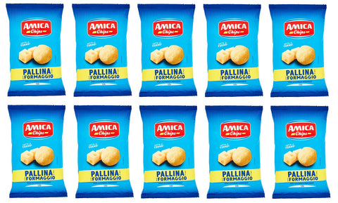 10 x Amica Chips Pallina al Formaggio Corn Snacks with Cheese Flavour Salty Snack 125 g Bag