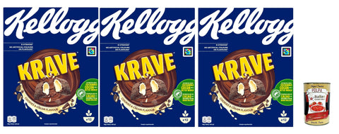 Krave Cookies & Cream | Biscuit and Cream Flavour | Breakfast Cereals | Breakfast Cereals, 3 x 375 g + Italian Gourmet Polpa 400 g