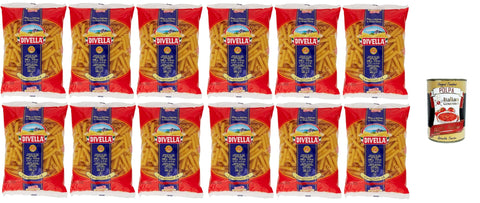 Divella Pasta 100% Italian Cannerozzetti 24, Durum Wheat Semolina Pasta, Cooking 10 Minutes 12 x 500 g + Italian Gourmet Polpa 400 g