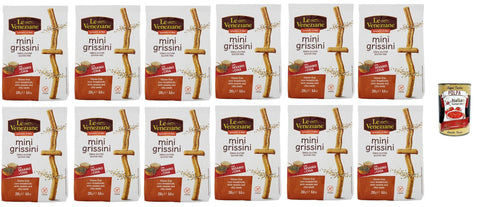 Le Veneziane, mini grissini with sesamo e chia senza glutine, gluten free breadstick, gluten-free mini grissini with sesame and chia, 12 x 250 g + Italian gourmet polpa 400 g
