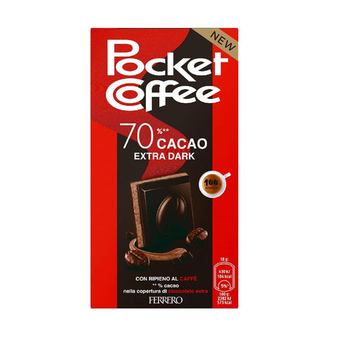 8x Pocket Coffee - Tavoletta di cioccolato extra fondente con ripieno al caffè Extra dark chocolate bar with coffee filling 90 g