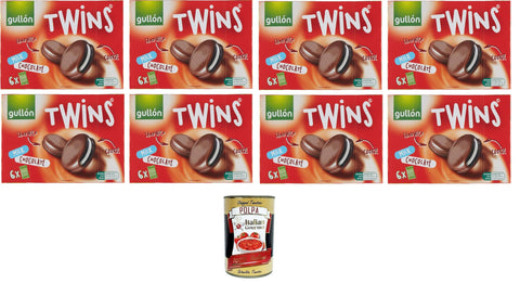 Gullon Biscotti Twins Milk Chocolate Filled with Cream and Coated with Milk Chocolate 8 x 252 g + Italian Gourmet Polpa 400 g