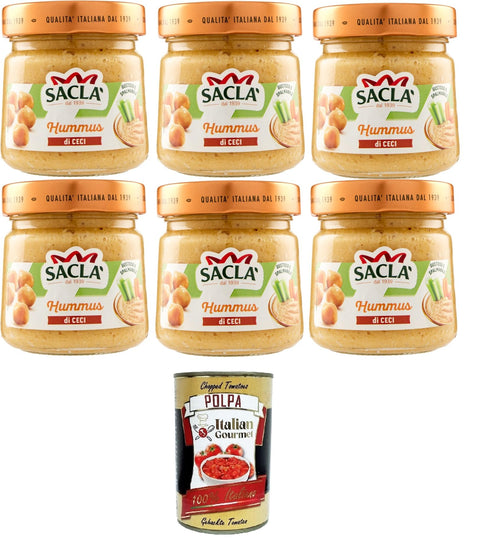 Saclà Salsa Hummus di Ceci Saclà Chickpea Hummus Sauce 6 x 212 g + Italian Gourmet Polpa 400 g