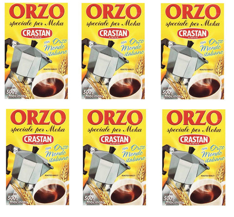 6 x Crastan Orzo per Moka Coffee Instant Soluble Barley Grain Coffee 500 g